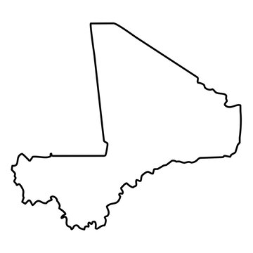 Mali black outline map isolated on a transparent background 