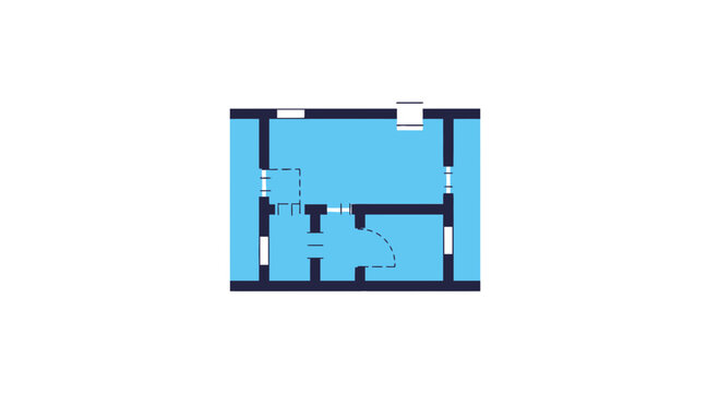 Blue architectural floor plan for residential layout