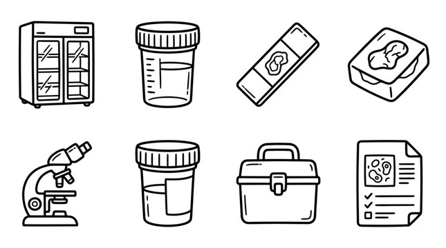 Medical Laboratory Equipment and Supplies Icon Set