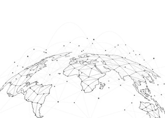 Global Network Connection World Map with Digital Communication Lines © MR stocks