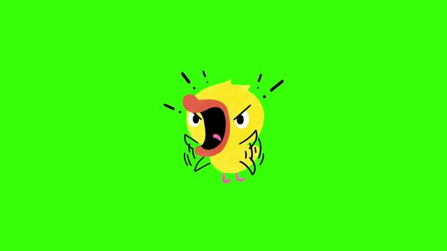 Screaming Yellow Bird Expression Animation Green Screen