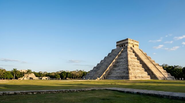 Ancient mayan pyramid at the chichen itza archaeological site