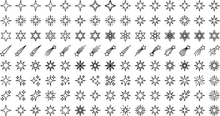 Black and white star icons set shooting stars and bursts collection © Nahid