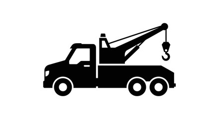 Naklejka premium Tow Truck Silhouette Against A White Background Black And White Silhouette