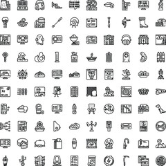 Fototapeta premium Collection of outline icons featuring a wide array of everyday objects, technology, health, data, food, and abstract concepts, perfect for web, mobile, and print applications