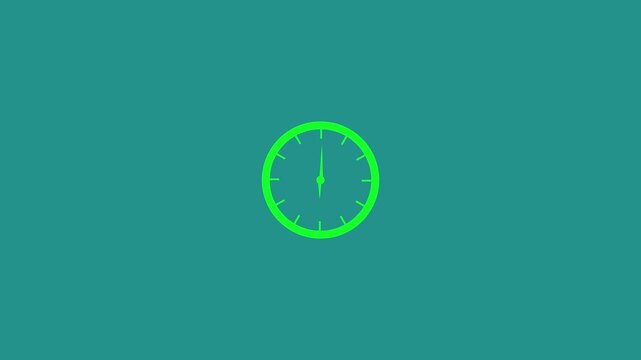 Clock spinning, watch animation on white background with alpha channel. Clock icon flat style. 12 hours clock dial , twenty-four hours time lapse animation. Analog clock spinning animation