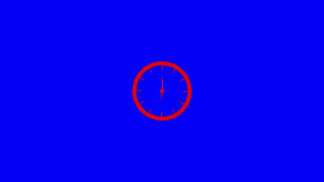 Clock spinning, watch animation on white background with alpha channel. Clock icon flat style. 12 hours clock dial , twenty-four hours time lapse animation. Analog clock spinning animation