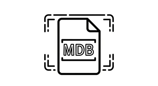 Document Scan Icon: MDB File Symbol with Scanning Outline