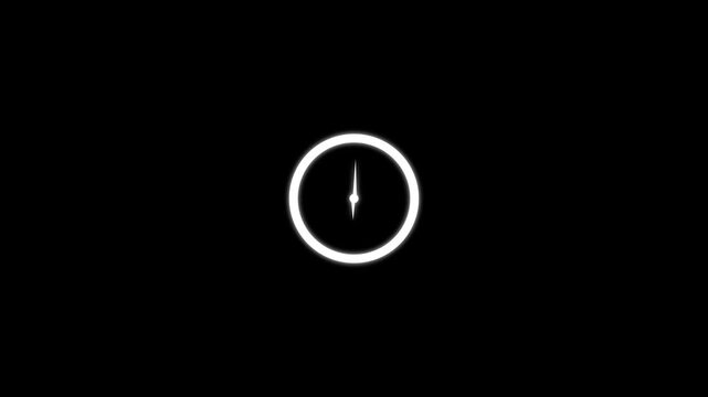 Clock spinning, watch animation on white background l. Clock icon flat style. 12 hours clock dial , twenty-four hours time lapse animation. Analog clock spinning animation