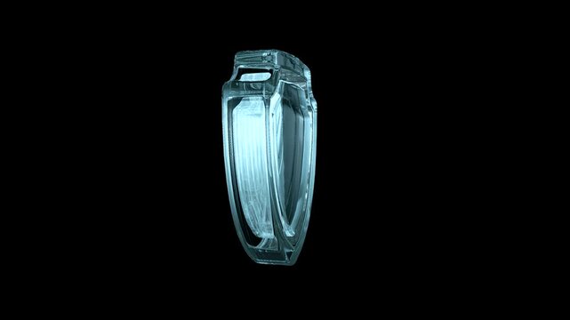 3d render of a futuristic glass shield icon, a translucent protective emblem with glowing edges, symbolizing security, defense, and technology, isolated on black background