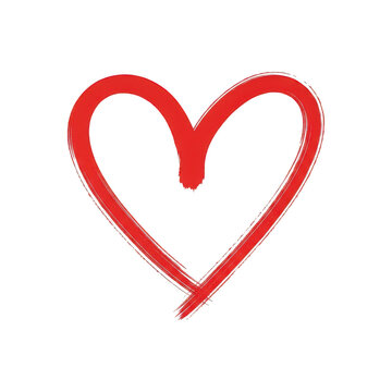 Hand drawn red heart icon with brush texture