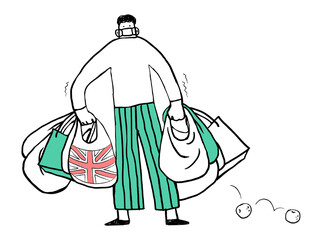 Covid-19 hoarding shopping png sticker, doodle on transparent background © Rawpixel.com