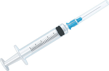Fototapeta premium Sterile Medical Syringe Flat Vector Illustration with Protective Needle Cap