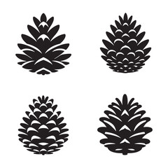 Fototapeta premium Pine Cone Set Collection Vector Silhouette Symbol Illustration Design Concept Idea
