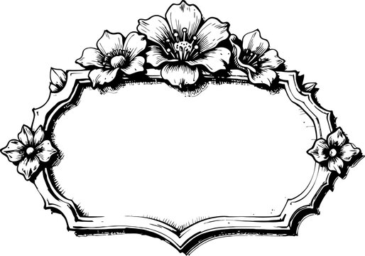 vintage floral frame with hibiscus flowers and intricate ornamental border design