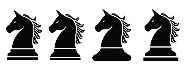 Chess Knight Icon Set Isolated on White Background Vector. © SHAHIDA KHATUN