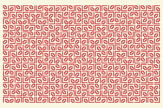 Red Greek Key Seamless Pattern Geometric Tile Background Design