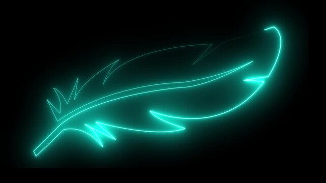 owing neon Feather icon isolated on black background, . 4k video animation
