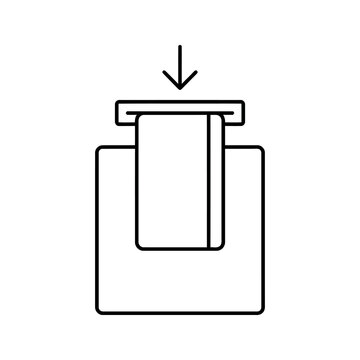 Atm card insertion slot line icon showing credit card being swiped.