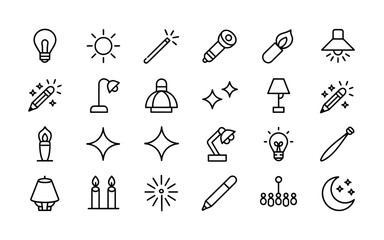 Collection of light and creativity icons including bulbs sun and lamps. Vector illustration © Shapla