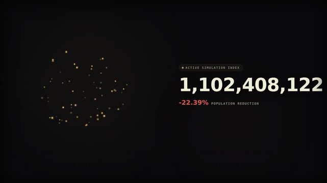 Abstract shrinking population dots with counter. Disappearing data visualization. Declining group analysis