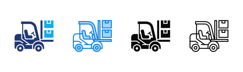Naklejka premium Forklift Loading Icon sheet multiple style collection