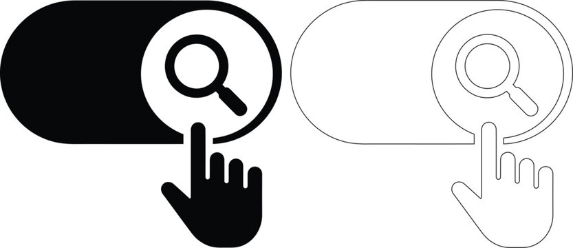 Search toggle switch interface icon set with interface magnifying minimalist discovery navigation application