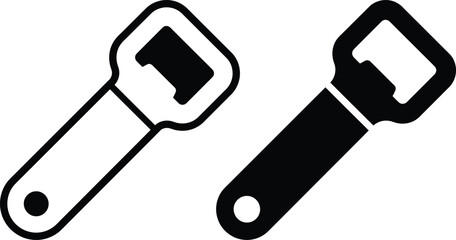 Bottle opener icon set featuring black and white vector graphics beverage handheld silhouette accessory domestic equipment © NXTall