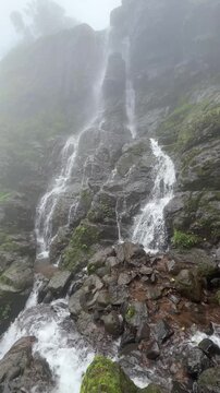 Hidden waterfall along a trekking trail in the Bhimashankar region, Maharashtra.