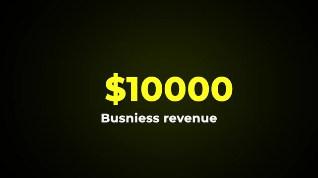 Animated Counter Showing Growing Business Revenue With Increasing Dollar Amounts From Nine Hundred Thirty Three to Ten Thousand Dollars on Dark Vignette Background