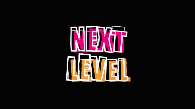 Vibrant Hand-Drawn Sketch Style Text Logo Animation With Colorful Outlines and Bold Capital Letters Spelling Next Level on Black Background