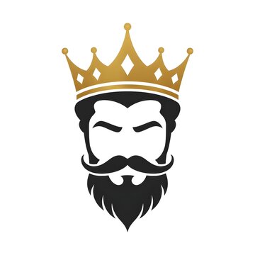 King crown, moustache and beard logo vector illustration on white background .