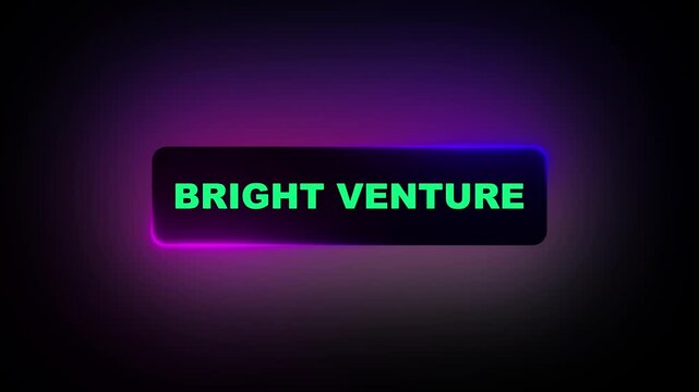 Dynamic Neon Glow Button Animation with Legacy Makers and Bright Venture Text Prompts on Dark Abstract Gradient Background