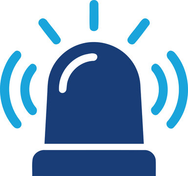 Blue emergency siren light icon isolated on transparent background