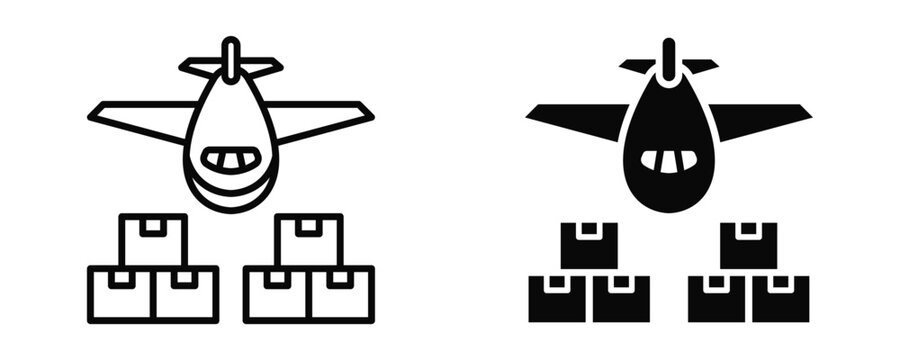 Air Cargo Transport Icon sheet Line Glyph style collection