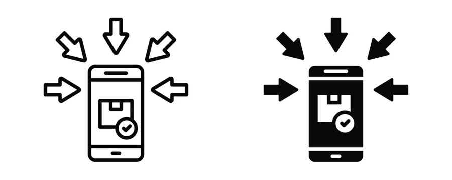 Mobile Order Tracking Icon sheet Line Glyph style collection