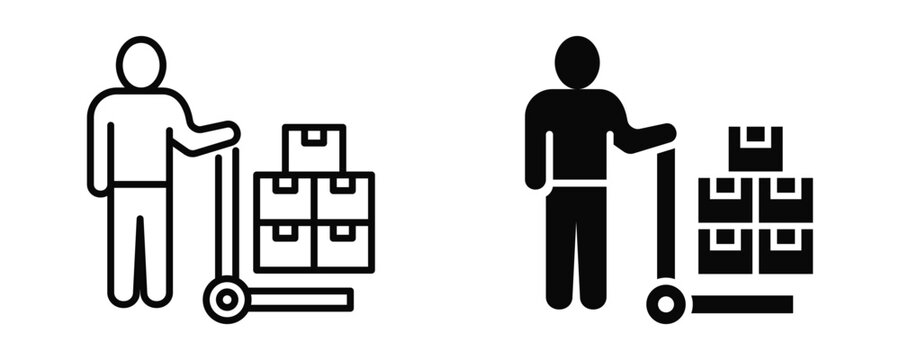 Warehouse Worker Icon sheet Line Glyph style collection