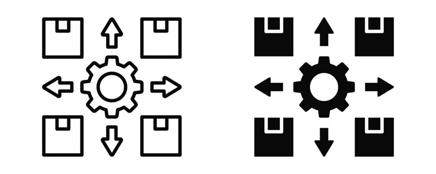 Logistics Optimization Icon sheet Line Glyph style collection