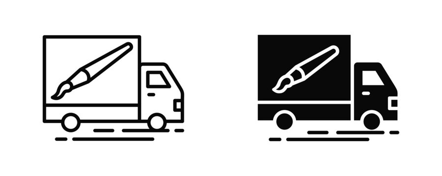 Art Transport Icon sheet Line Glyph style collection
