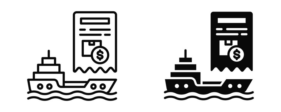Freight Invoice Icon sheet Line Glyph style collection