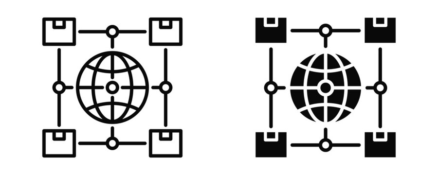Global Distribution Icon sheet Line Glyph style collection