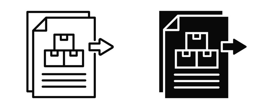 Shipping Documents Icon sheet Line Glyph style collection