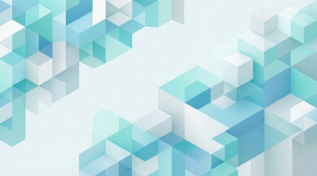 Abstract background featuring a clean geometric pattern of blue and white cubes arranged in a modern isometric grid layout