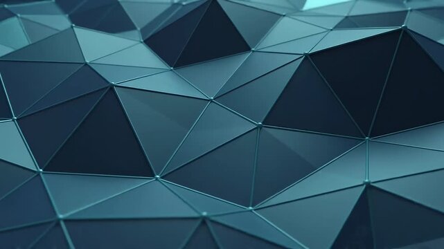Abstract blue low poly geometric surface motion