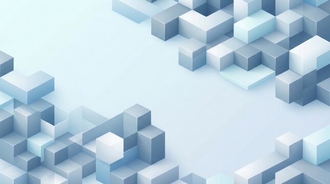 Abstract background featuring a clean composition of light blue 3d cubes arranged in a modern geometric pattern design