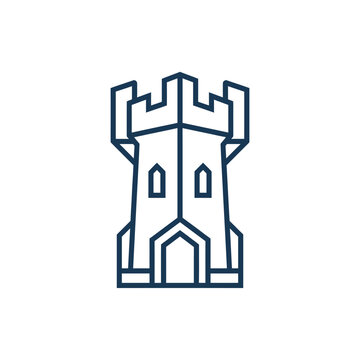 Minimalist castle tower fortification icon design.