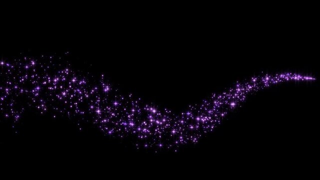 purple stars and dust light wave trail isolated alpha channel animation, pink shiny and glowing glitter sparks, valentines day and cosmetics beauty motion design element