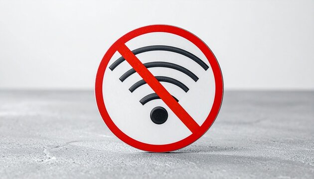 No Wi-Fi Symbol on Metallic Surface