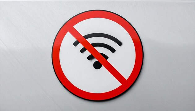 No Wi-Fi Symbol on Metallic Surface