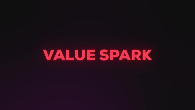 Sleek Glowing Typography Animation Featuring Success Loop Value Spark and Scale Point Titles on Dark Background